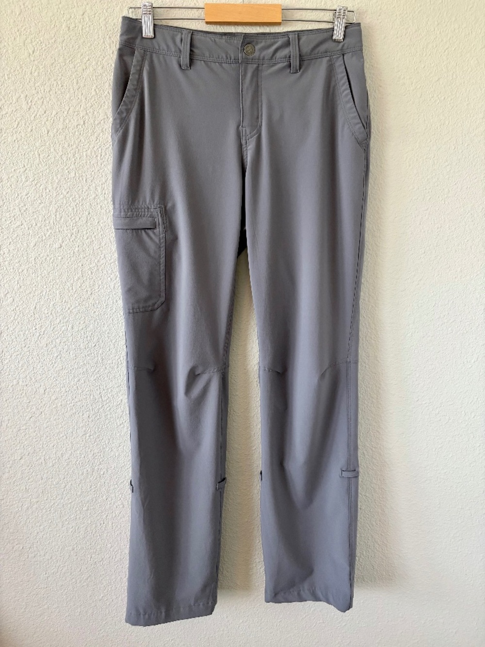 REI Co-op Kartoni Roll Up Hiking Pants Size 4 Stretch UPF 50+ Zip Pockets Gray